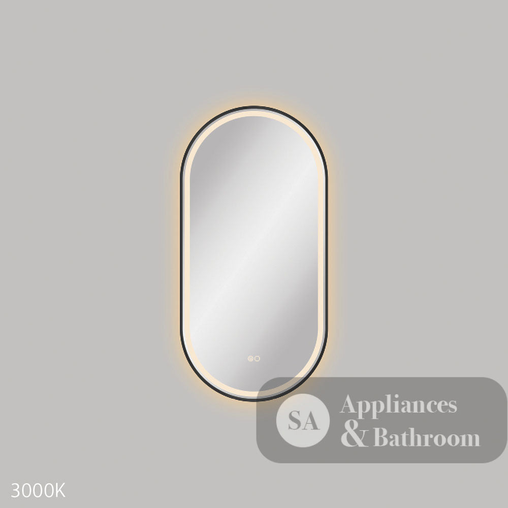 Fienza LED4590FPB Empire LED Matte Black Framed Mirror 450 x 900mm - Mirrors
