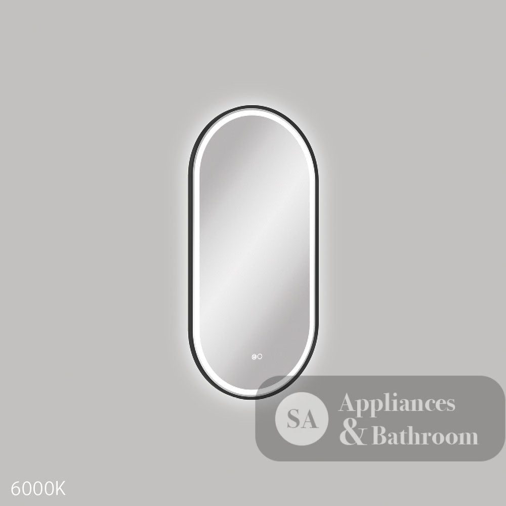 Fienza LED4590FPB Empire LED Matte Black Framed Mirror 450 x 900mm - Mirrors