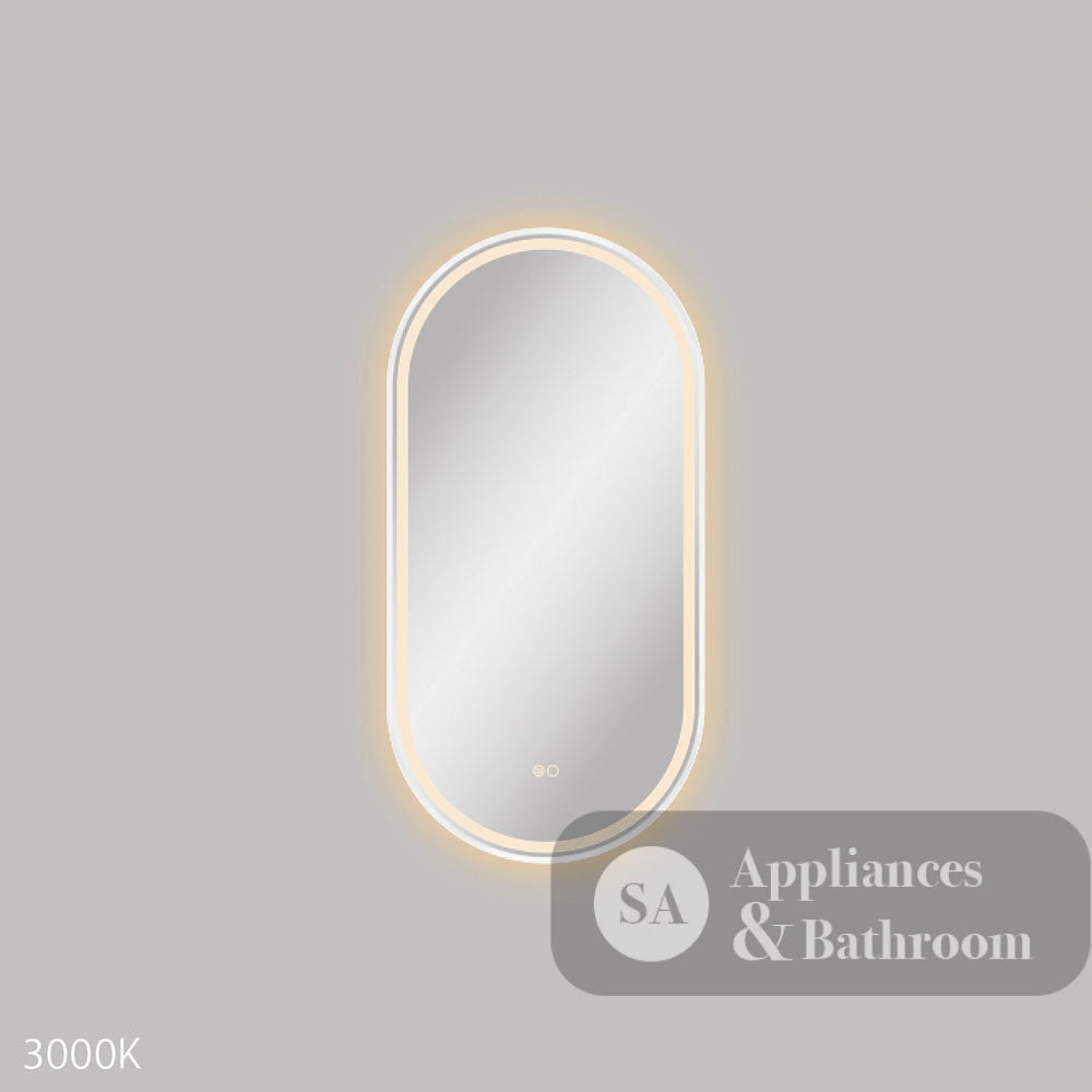 Fienza LED4590FPW Empire LED Matte White Framed Mirror 450 x 900mm - Mirrors
