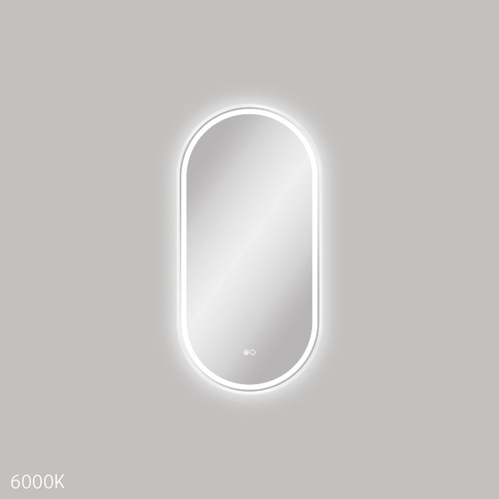 Fienza LED4590FPW Empire LED Matte White Framed Mirror 450 x 900mm - Mirrors