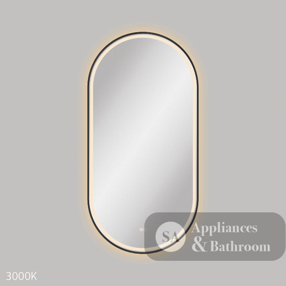 Fienza LED60120FPB Empire LED Matte Black Framed Mirror 600 x 1200mm - Mirrors