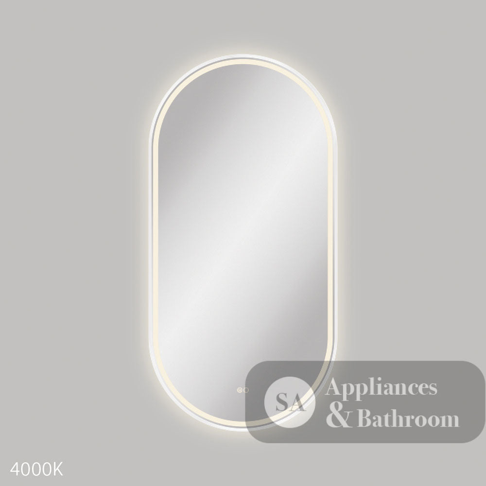Fienza LED60120FPW Empire LED Matte White Framed Mirror 600 x 1200mm - Mirrors