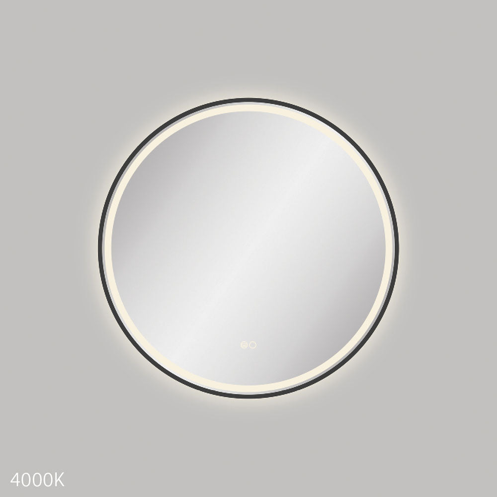Fienza LED700FRB Reba LED Matte Black Framed Mirror 700mm - Mirrors