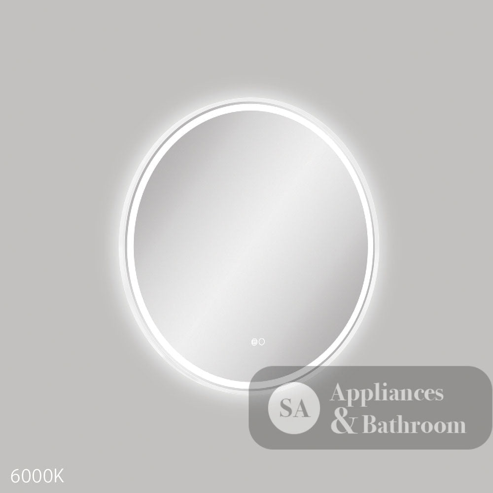 Fienza LED700FRW Reba LED Matte White Framed Mirror 700mm - Mirrors