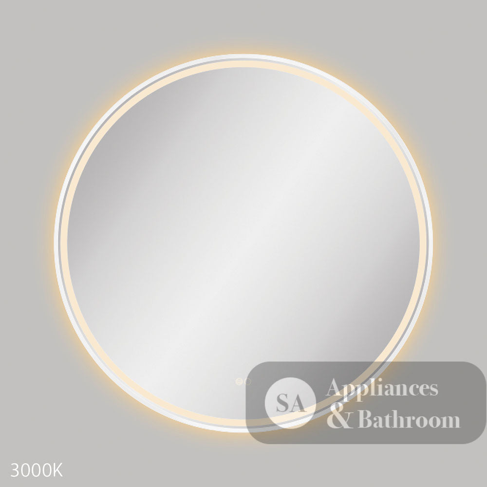 Fienza LED900FRW Reba LED Matte White Framed Mirror 900mm - Mirrors