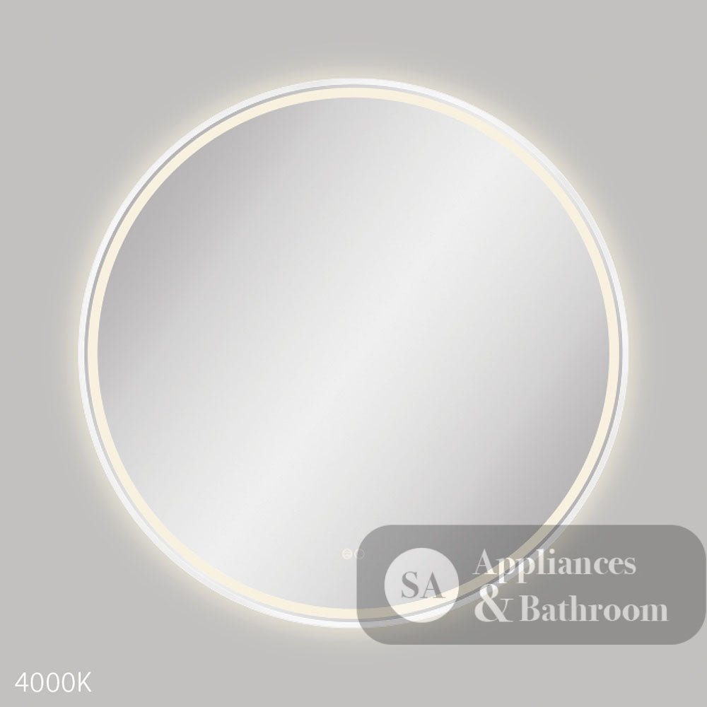 Fienza LED900FRW Reba LED Matte White Framed Mirror 900mm - Mirrors