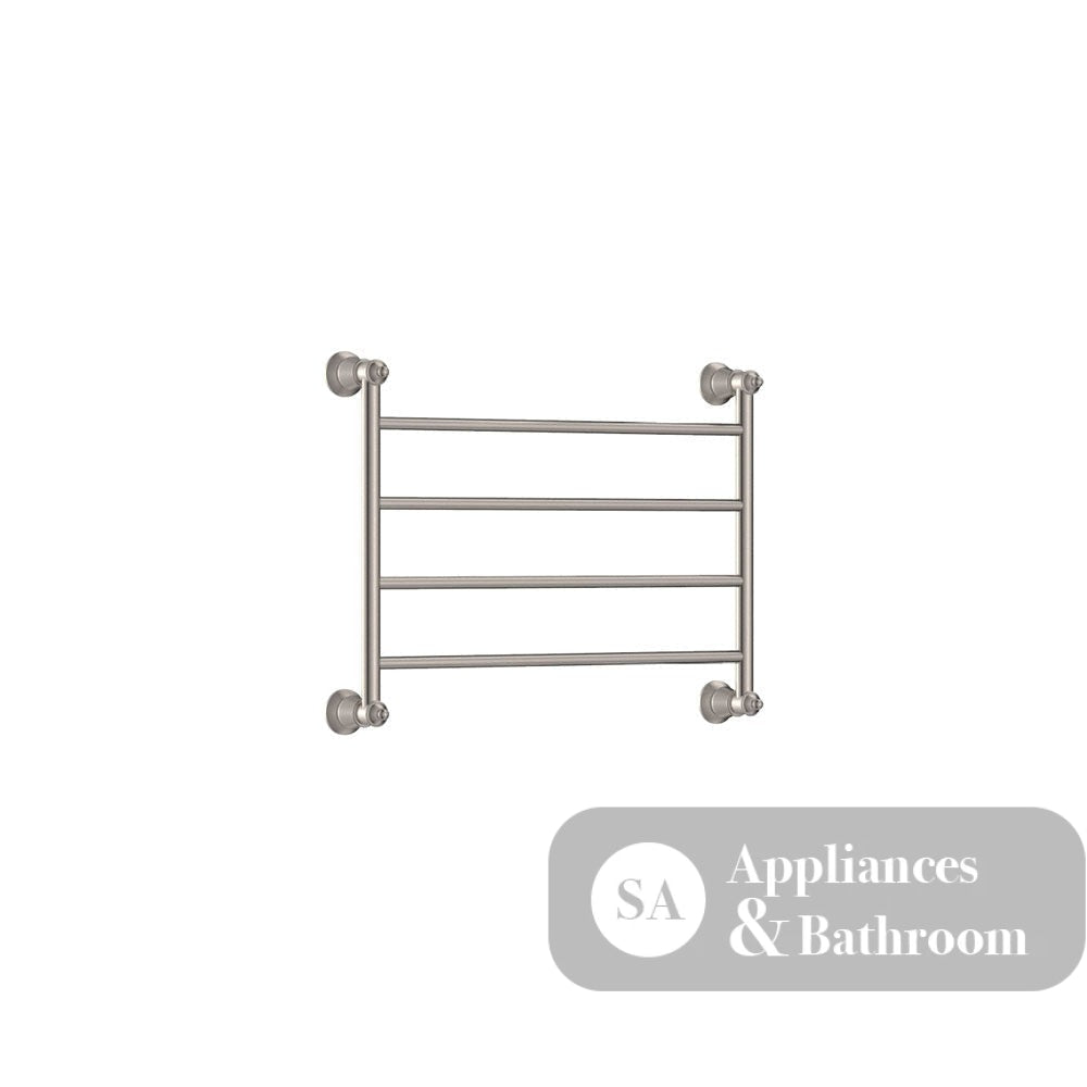 Fienza Lillian Heated Towel Rail - Brushed Nickel - 4 Bars | 600mm x 458mm - Heated Towel Ladder