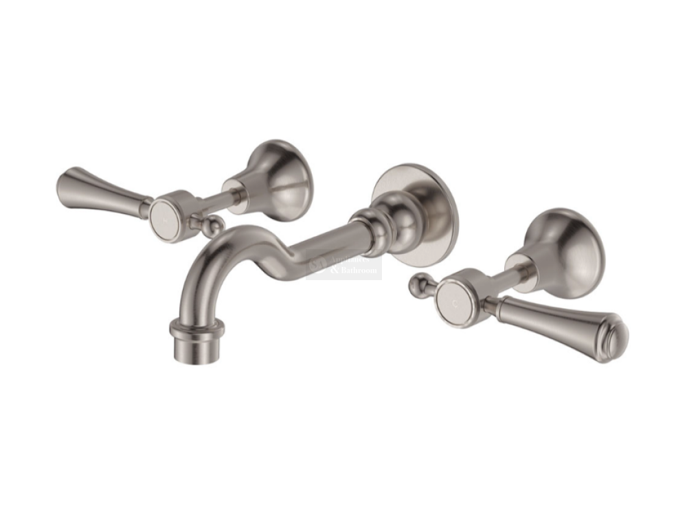 Fienza Lillian Lever Basin Bath Wall Set - Brushed Nickel 339102BN Tapware 3 Piece