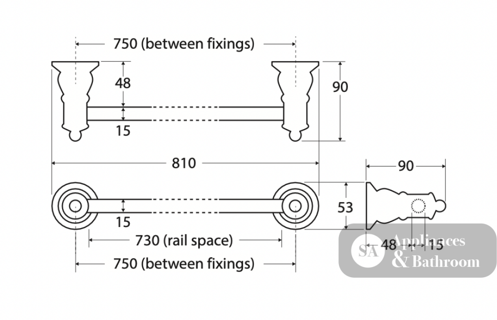 Fienza Lillian Single Towel Rail - Urban Brass - Towel Rail