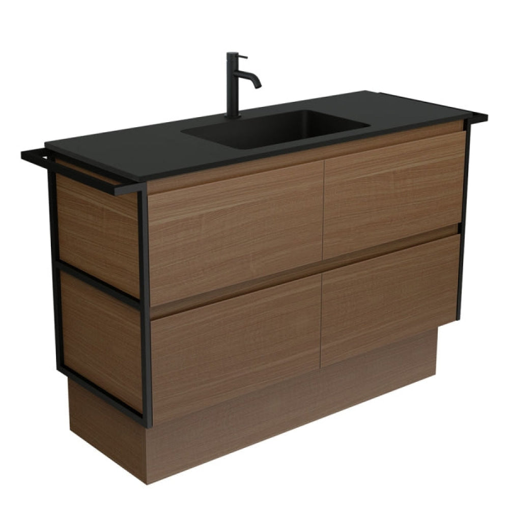 Fienza MON120BWATK Montana Amato 1200 Walnut Vanity Twin Towel Rails On Kickboard