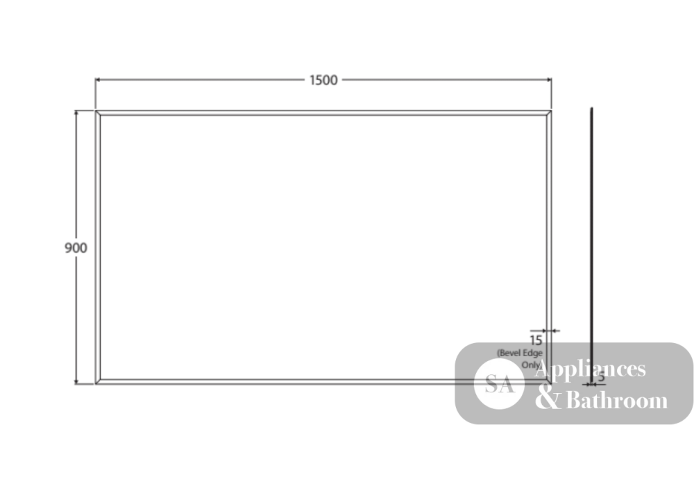 Fienza PEM15090G Pencil Edge Rectangular Glue-On Mirror 1500 x 900mm - Mirrors