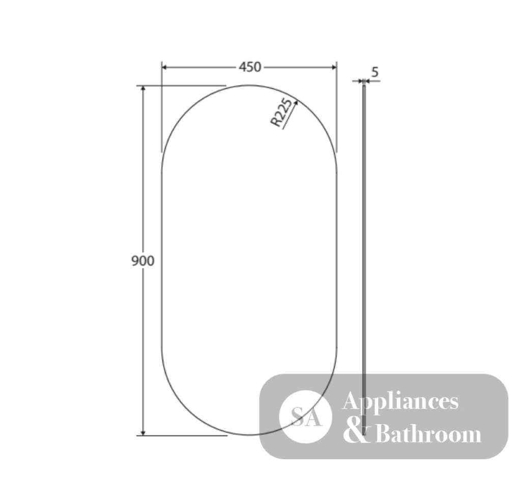Fienza PEM450P Pill Mirror 450 x 900mm - Mirrors