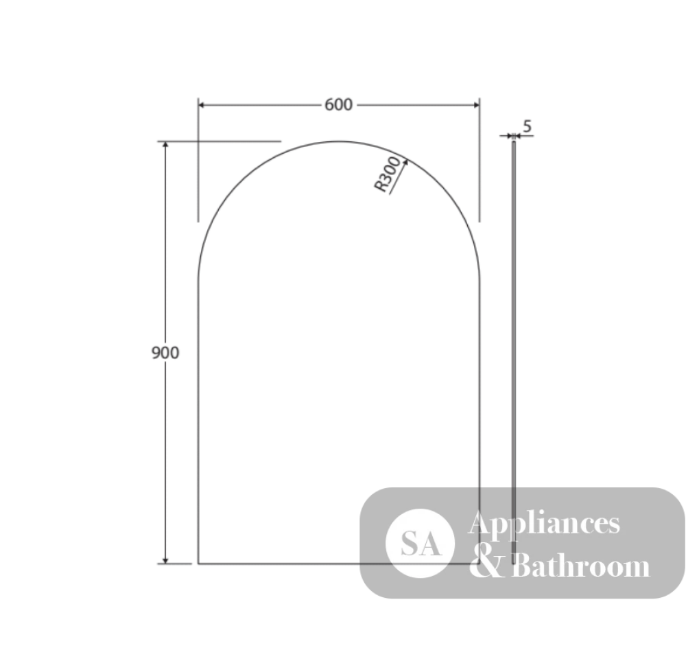 Fienza PEM600A Arch Mirror 600 x 900mm - Mirrors