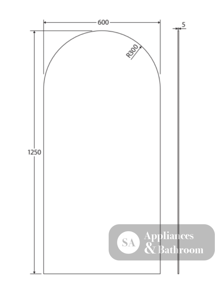 Fienza PEM60125A Arch Mirror 600 x 1250mm - Mirrors