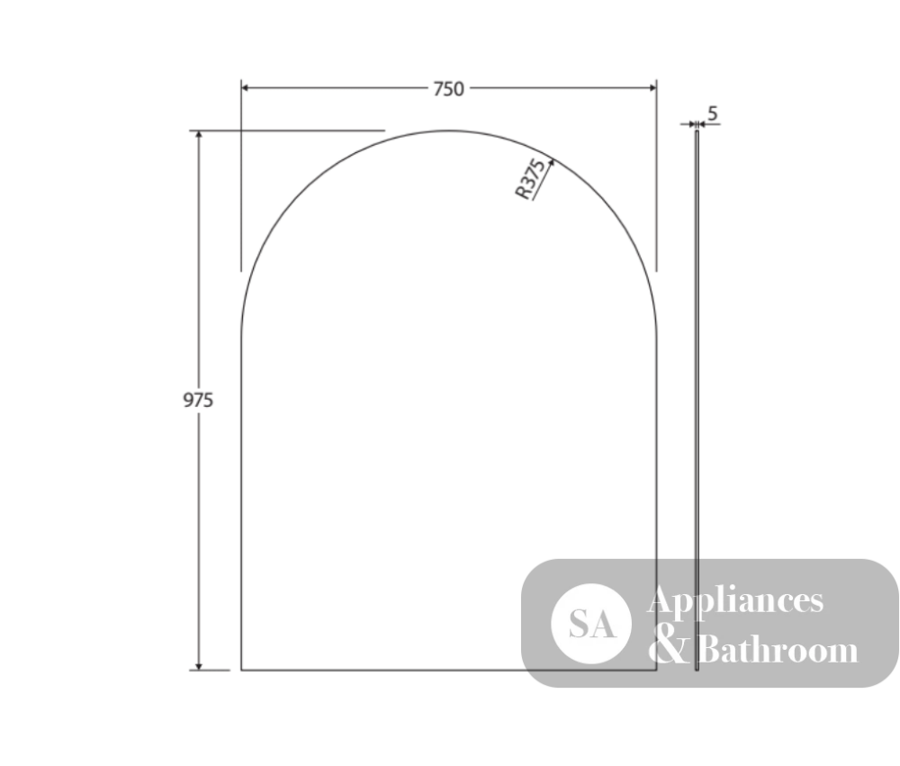 Fienza PEM750A Arch Mirror 750 x 975mm - Mirrors