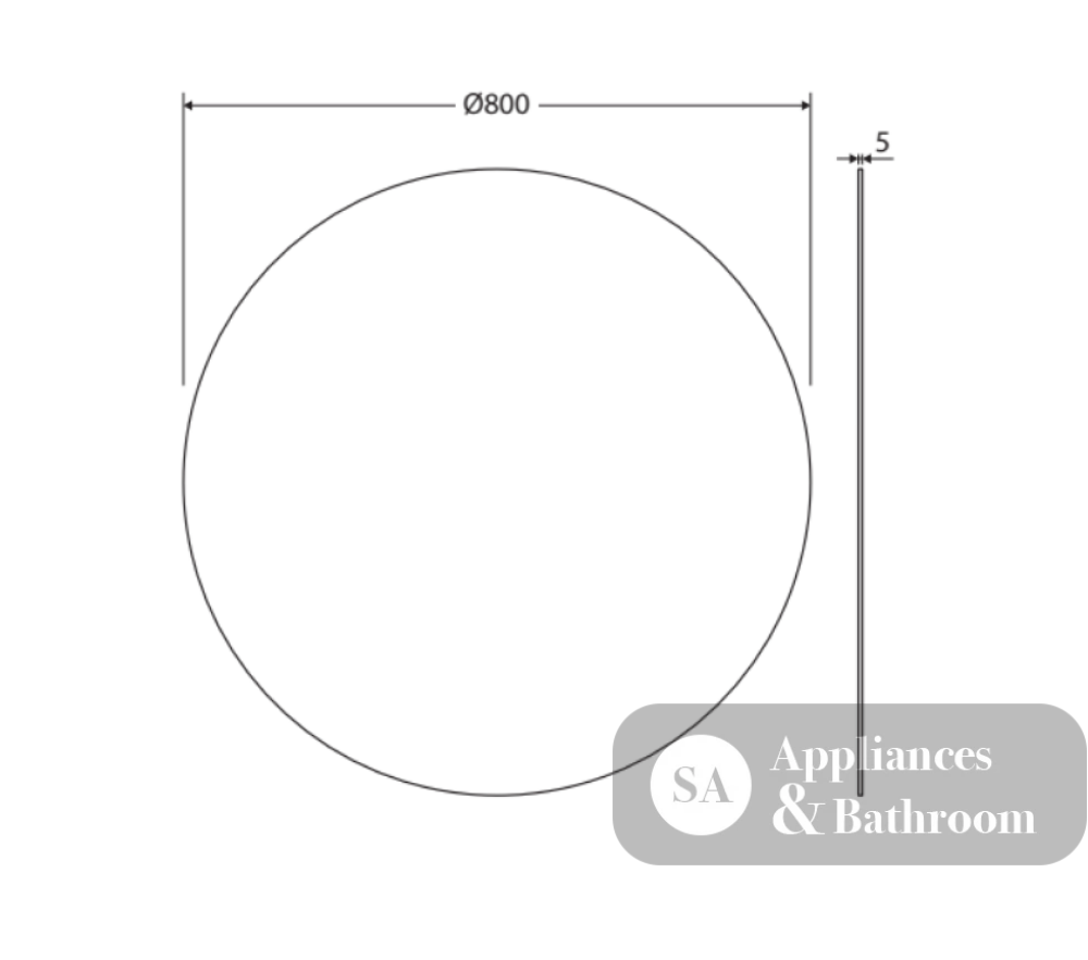 Fienza PEM800R Round Mirror 800mm - Mirrors