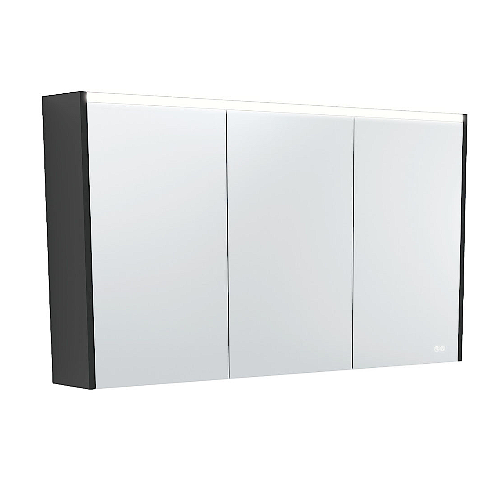 Fienza PSC1200B-LED 1200mm Mirror LED Cabinet Satin Black - Mirrors & Cabinets