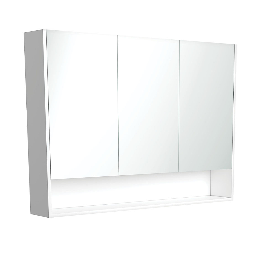 Fienza PSC1200SMW 1200mm Mirror Cabinet with Undershelf Satin White - Mirrors & Cabinets