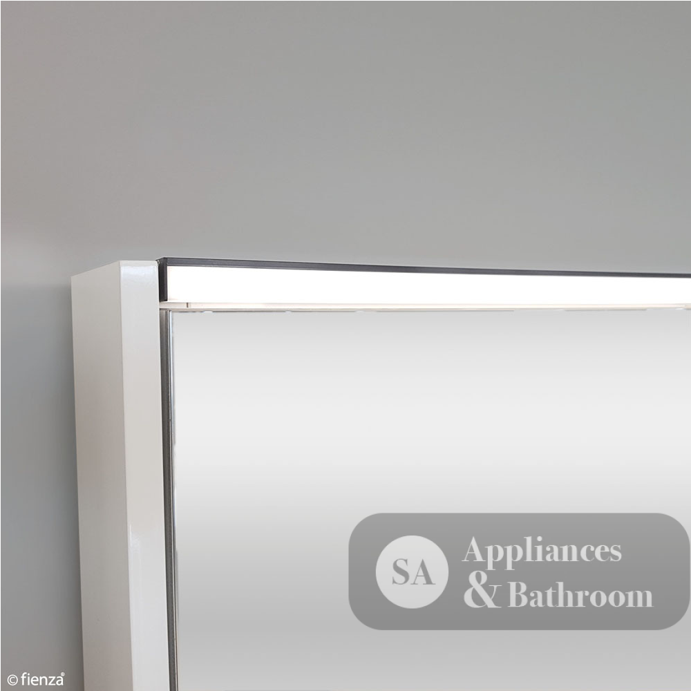 Fienza PSC1200SW-LED 1200mm Mirror LED Cabinet with Undershelf Gloss White - Mirrors & Cabinets