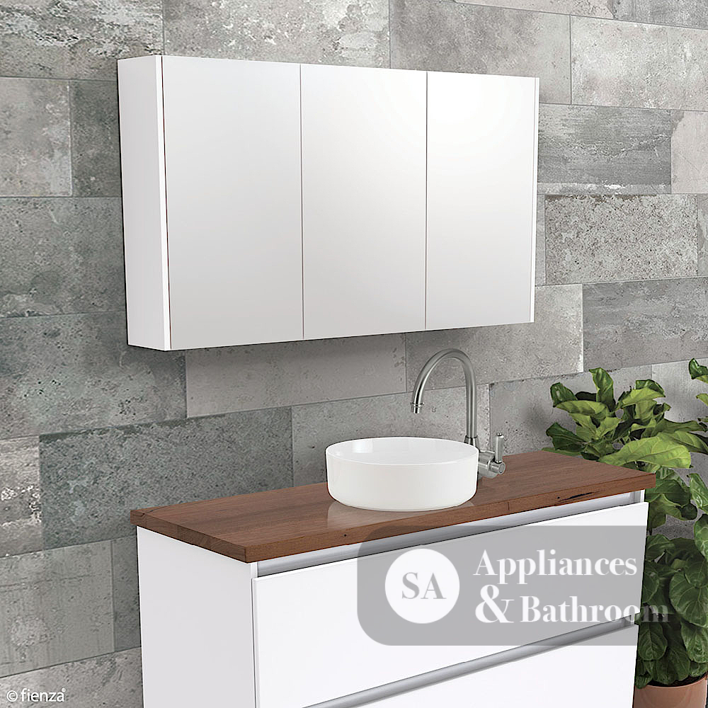 Fienza PSC1500MW Mirror Cabinet 1500mm with Side Panels Satin White - Mirrors & Cabinets