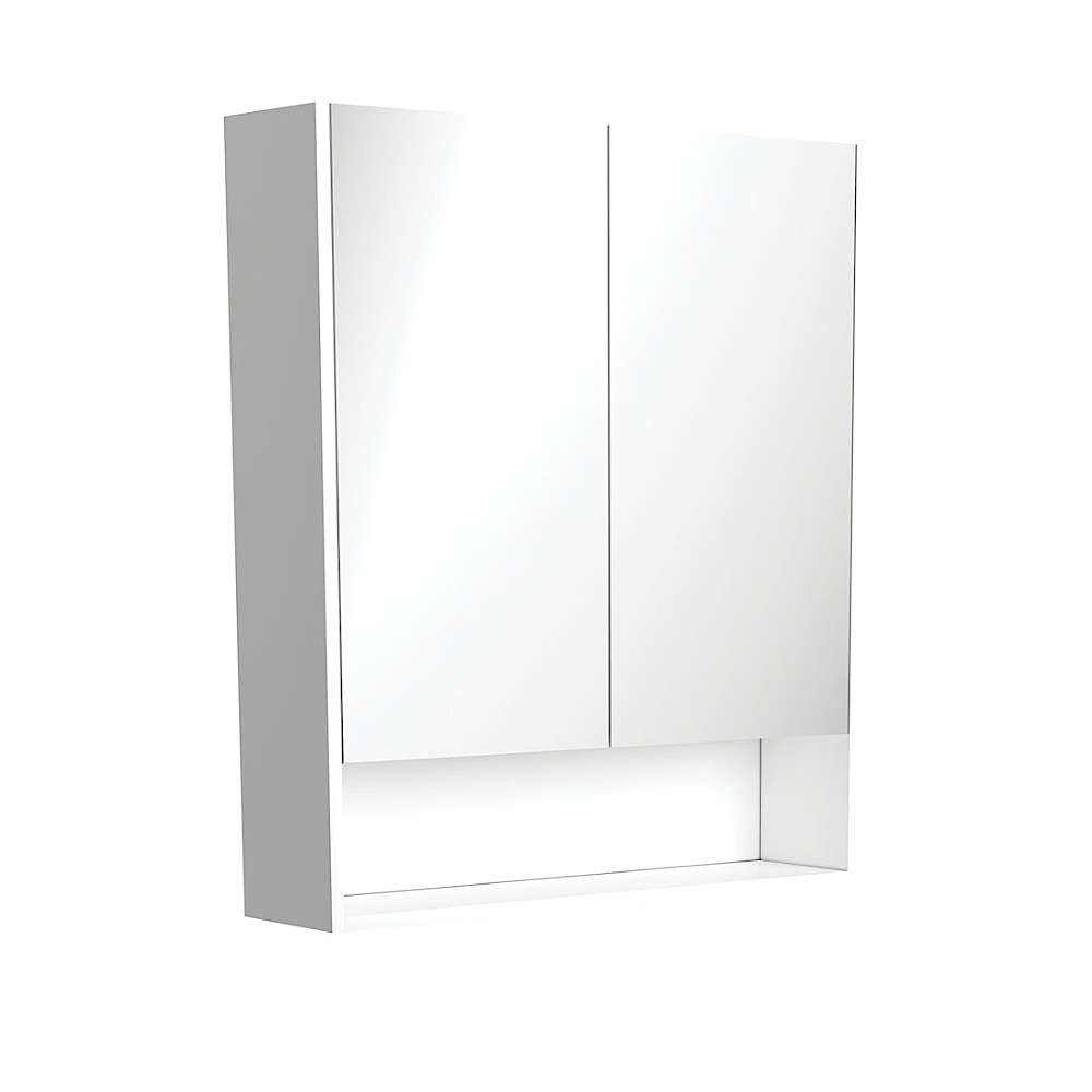 Fienza PSC750SMW 750mm Mirror Cabinet with Undershelf Satin White - Mirrors & Cabinets