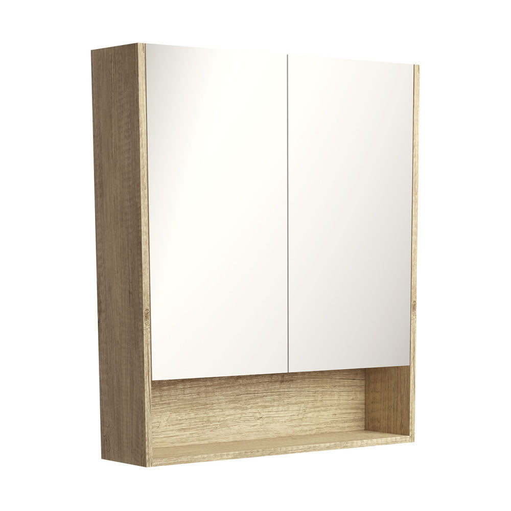 Fienza PSC750SS Mirror Cabinet 750mm with Undershelf Scandi Oak - Mirrors & Cabinets