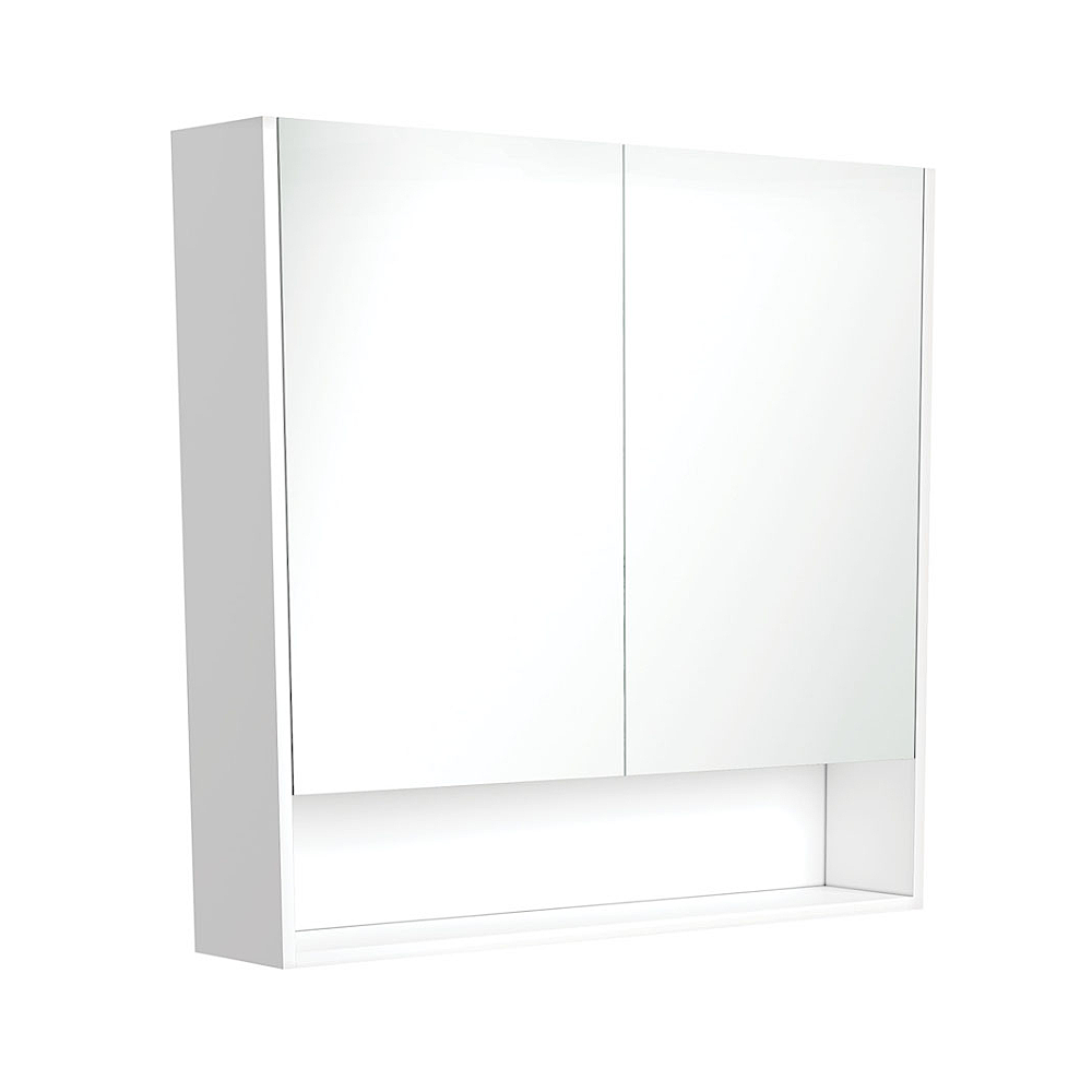 Fienza PSC900SMW Mirror Cabinet 900mm with Undershelf Satin White - Mirrors & Cabinets