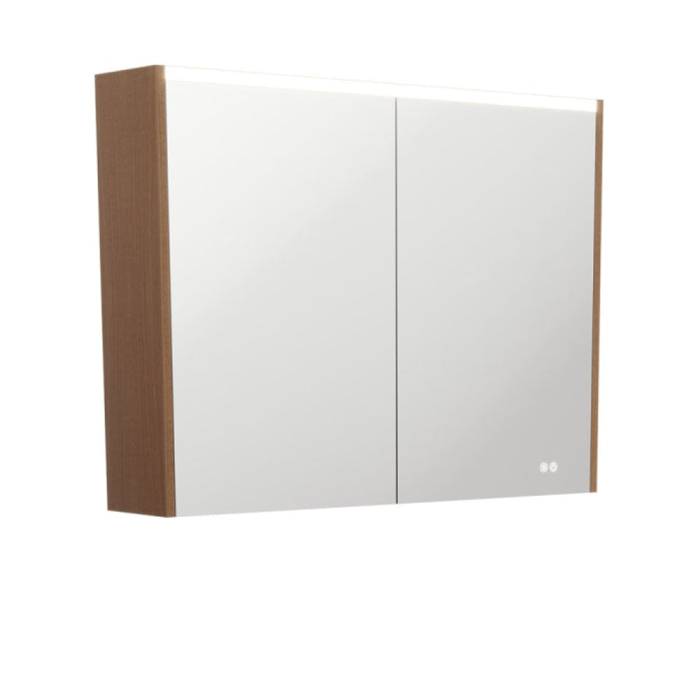 Fienza PSC900WA-LED 900 LED Mirror Cabinet with Walnut Side Panels - Mirrors & Cabinets