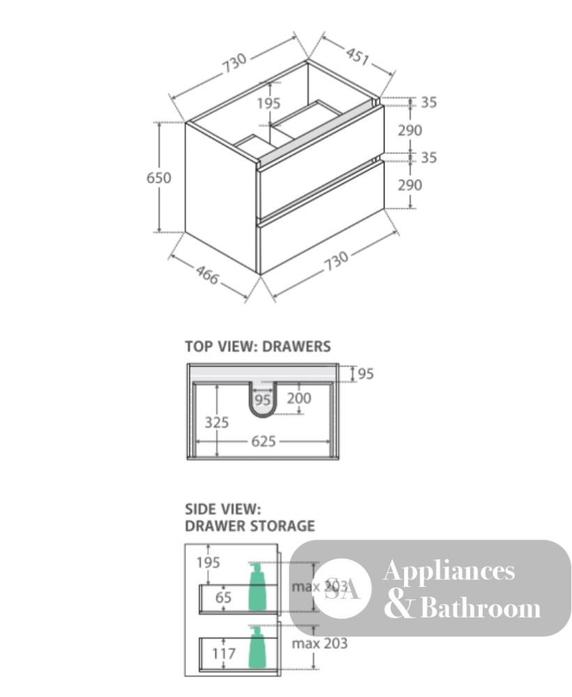 Fienza Quest Tcl75Q Manu 750Mm White Wall Hung Vanity Unit - Special Order Units