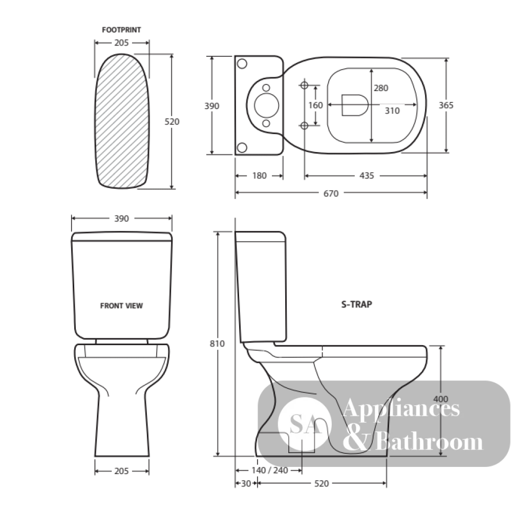 Fienza Rak Liwa Close-Coupled Suite S-Trap 240 - White - Closed Coupled Suites