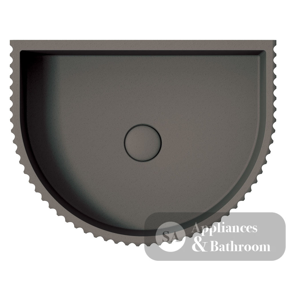 Fienza RB078 Valentina Fluted Arch Concrete Wall Basin Warm Grey - Basins