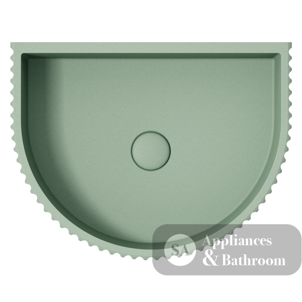 Fienza RB078SG Valentina Fluted Arch Concrete Wall Basin Sage - Basins