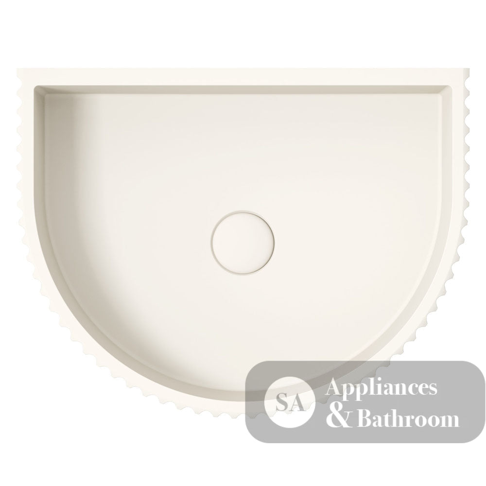 Fienza RB078W Valentina Fluted Arch Concrete Wall Basin Warm White - Pre Order - Basins