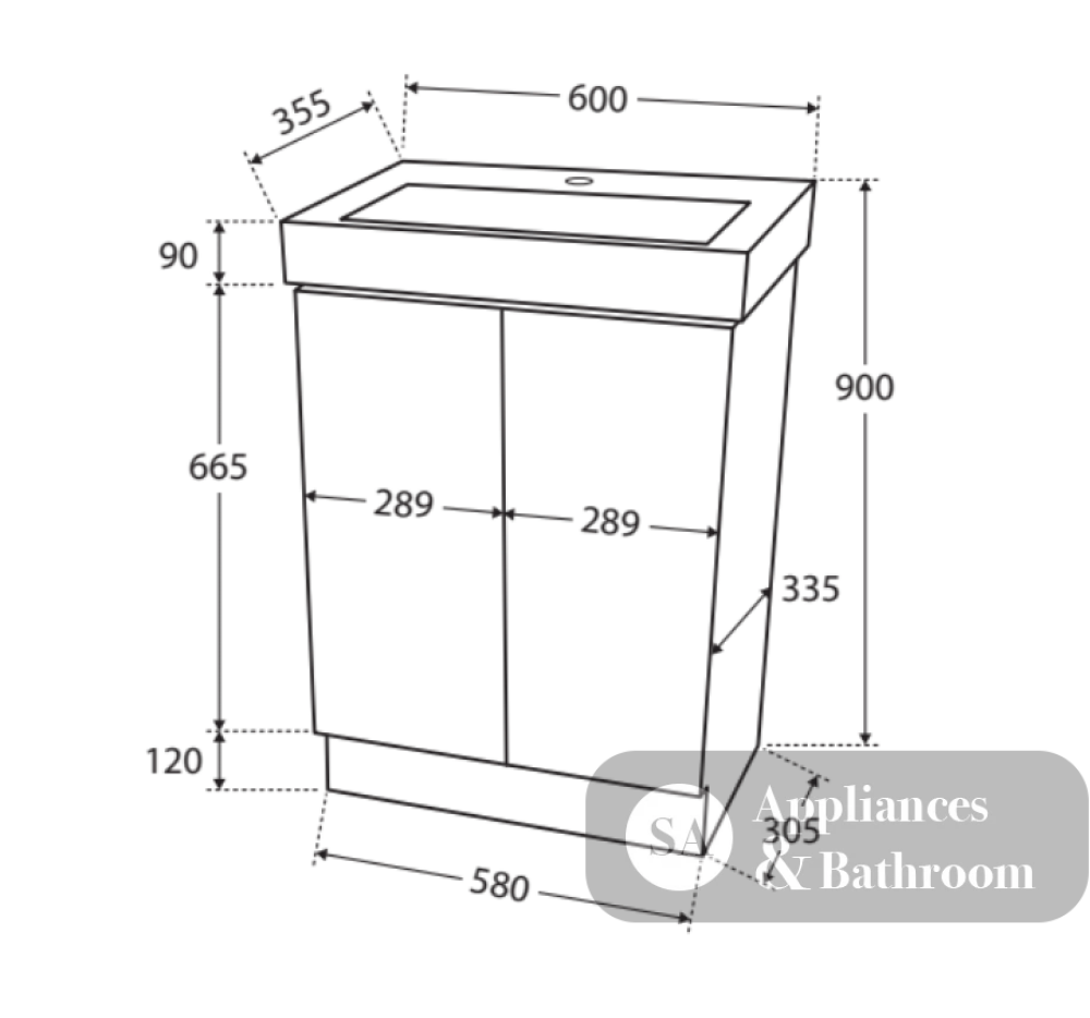 Fienza Regent 60Vkw Slim 600Mm White Vanity Unit - Special Order Units