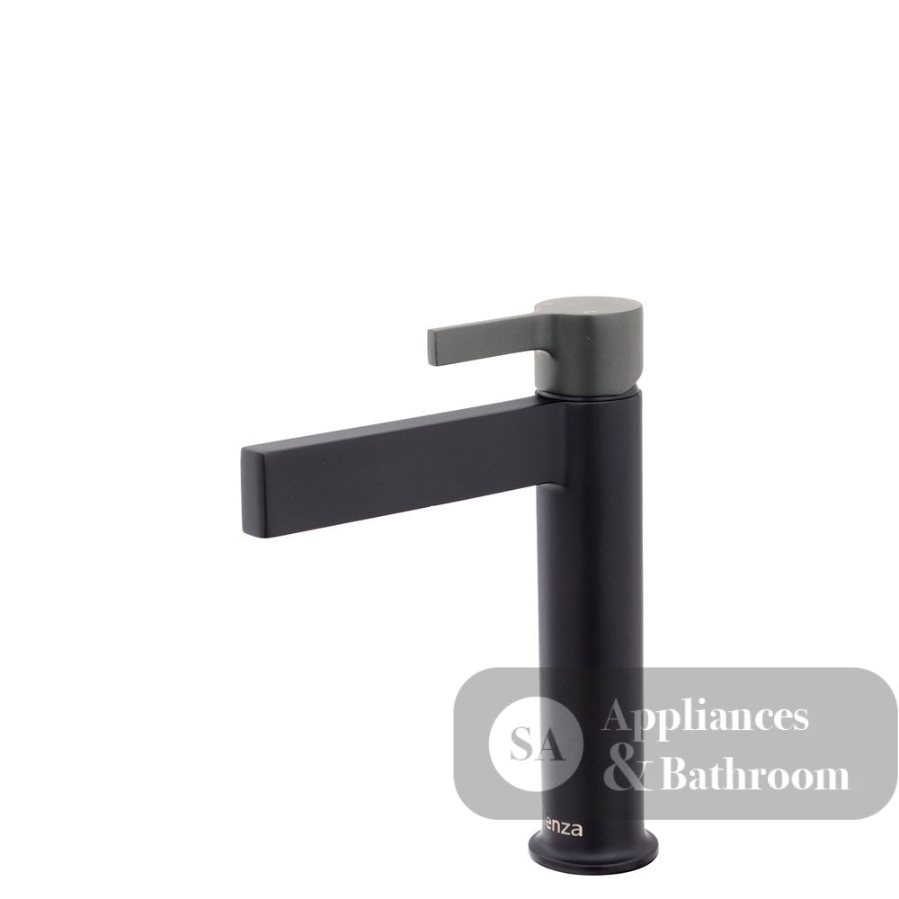 Fienza Sansa Basin Mixer - Matte Black - Matte Black / Gunmetal Grey Handle - Basin Mixer
