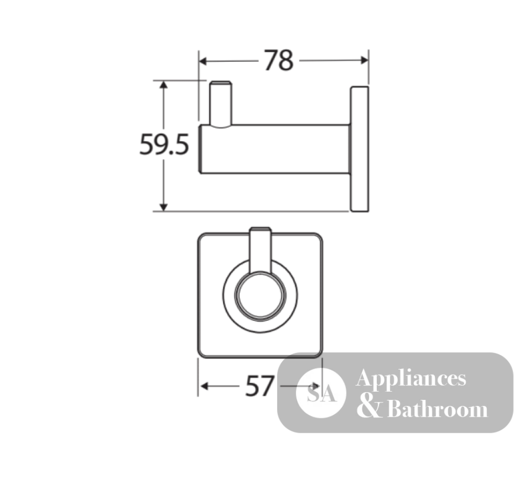 Fienza Sansa Robe Hook 83204GM - Gunmetal Grey - Robe Hooks