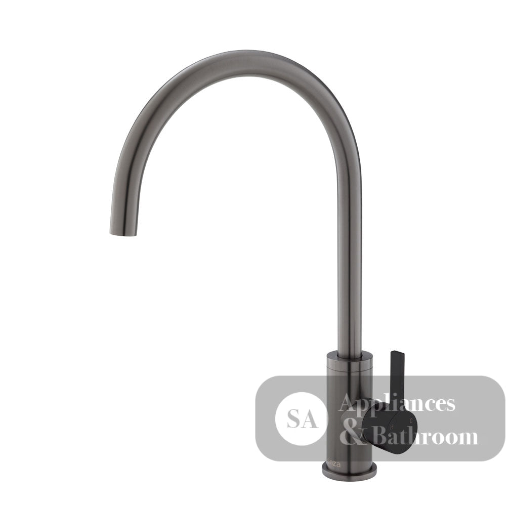 Fienza Sansa Sink Mixer - Gunmetal Grey - Gunmetal Grey / Matte Black Handle - Kitchen Mixer Taps