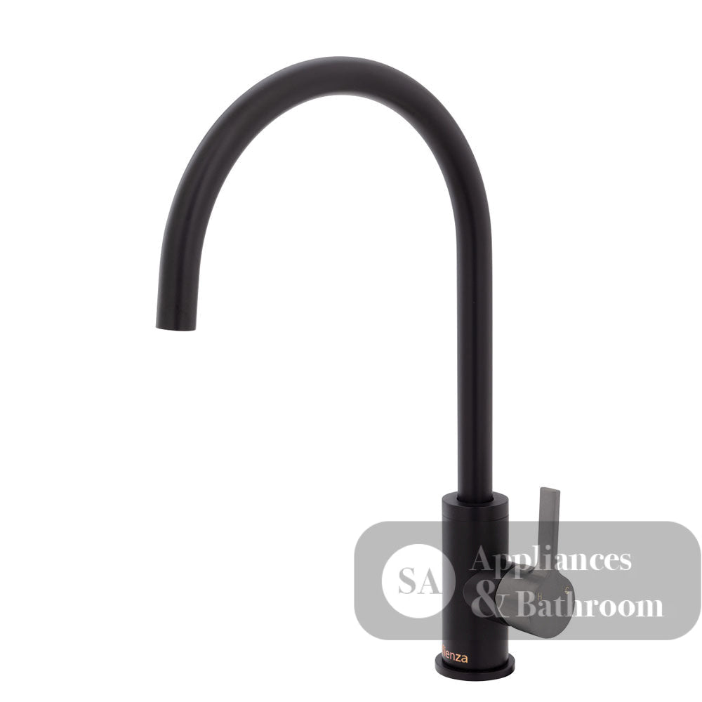 Fienza Sansa Sink Mixer - Matte Black - Matte Black / Gunmetal Grey Handle - Kitchen Mixer Taps