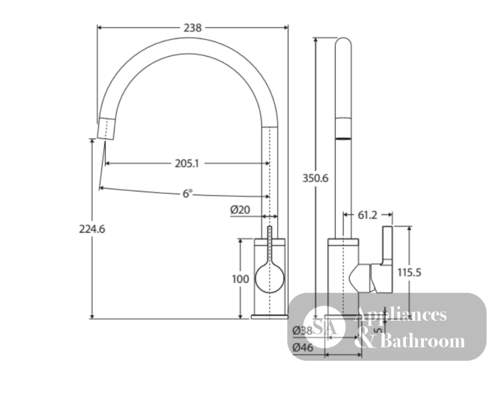 Fienza Sansa Sink Mixer - Matte Black - Kitchen Mixer Taps