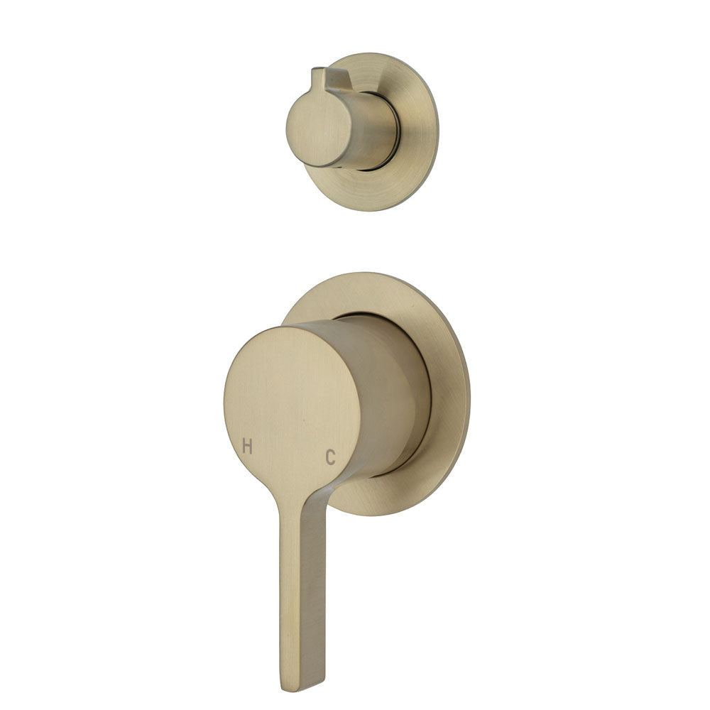 Fienza Sansa Small Round Plates Wall Diverter Mixer - Urban Brass - Urban Brass - Wall Mixer Diverter
