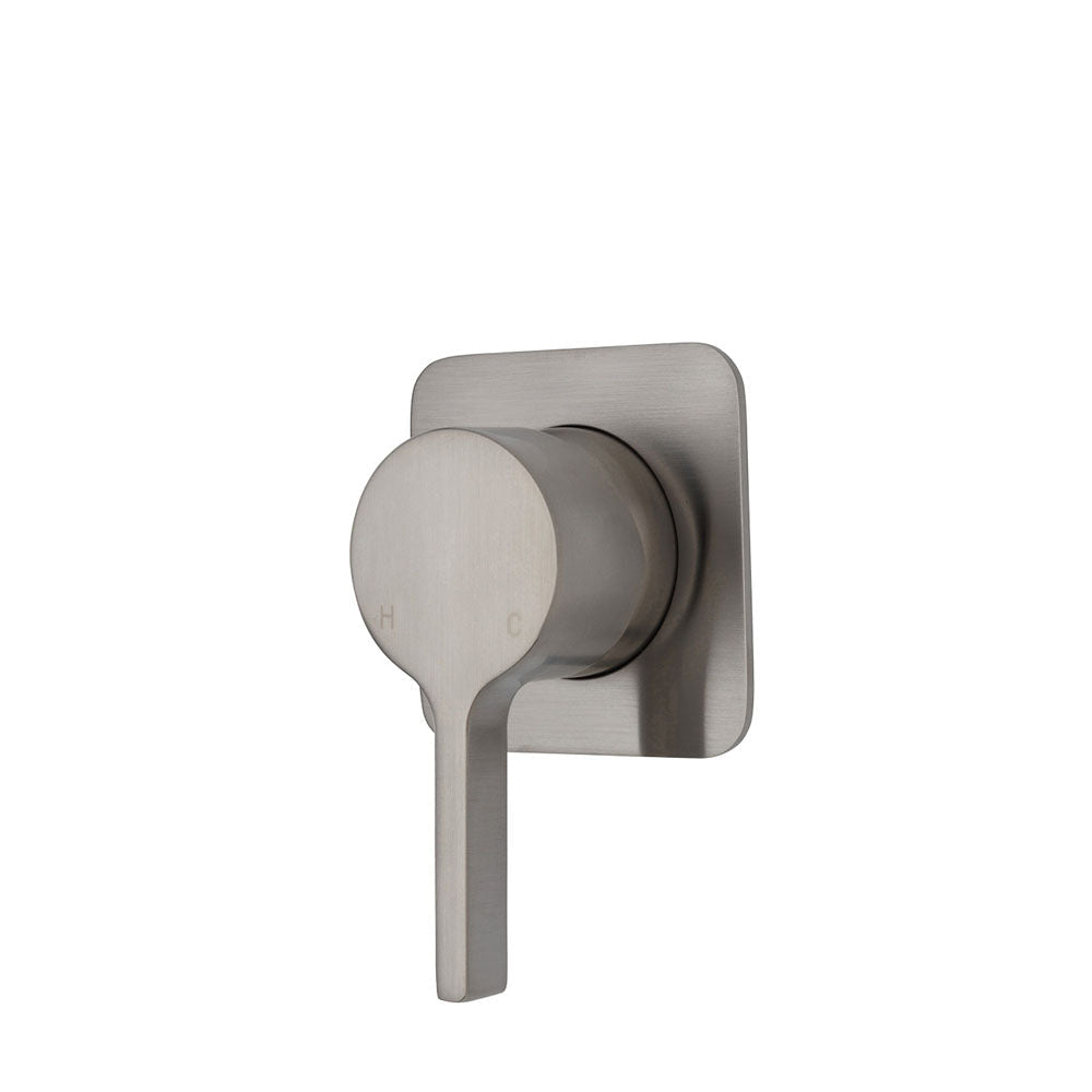 Fienza Sansa Soft Square Plate Wall Mixer - Brushed Nickel - Brushed Nickel - Wall Mixer