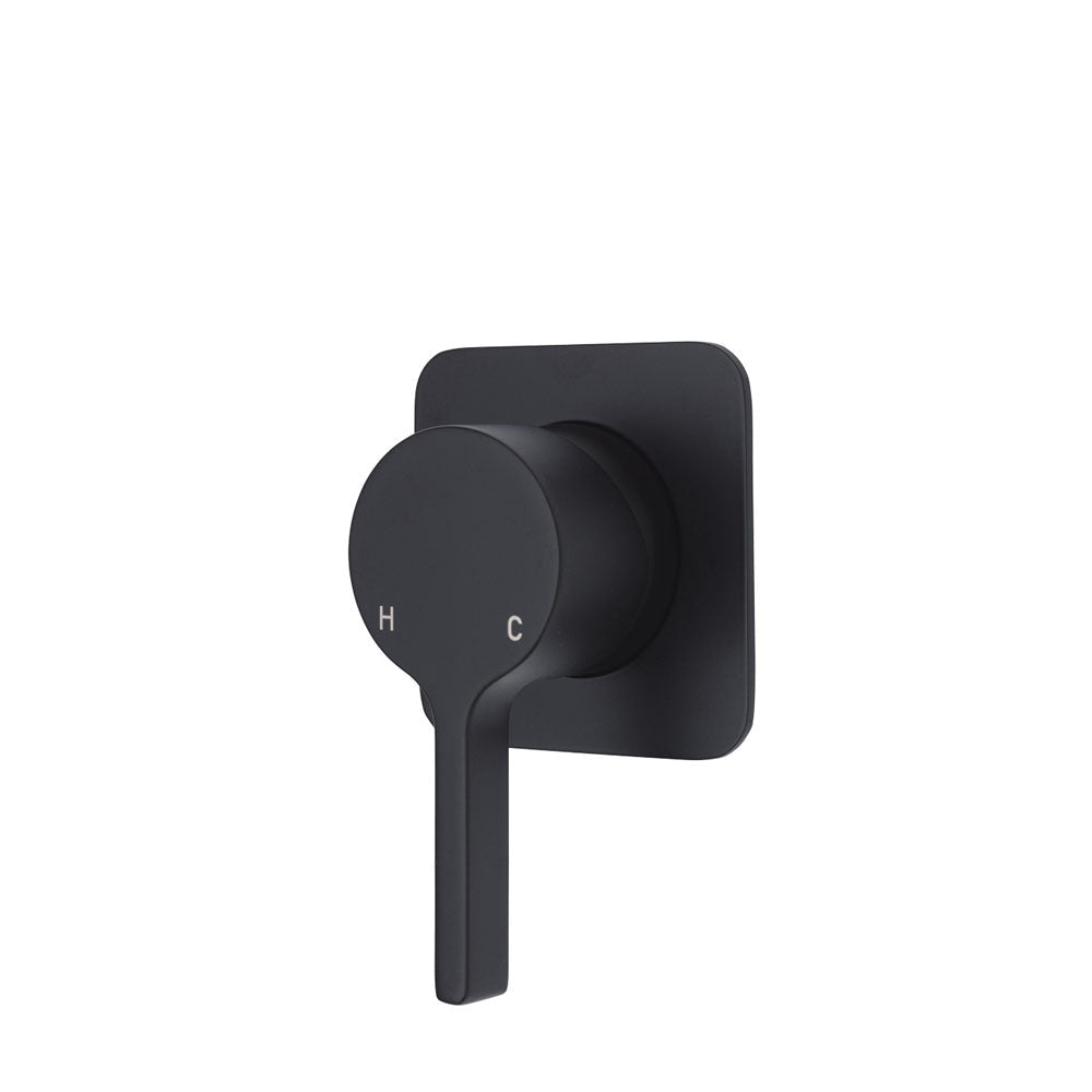 Fienza Sansa Soft Square Plate Wall Mixer - Matte Black - Matte Black - Wall Mixer