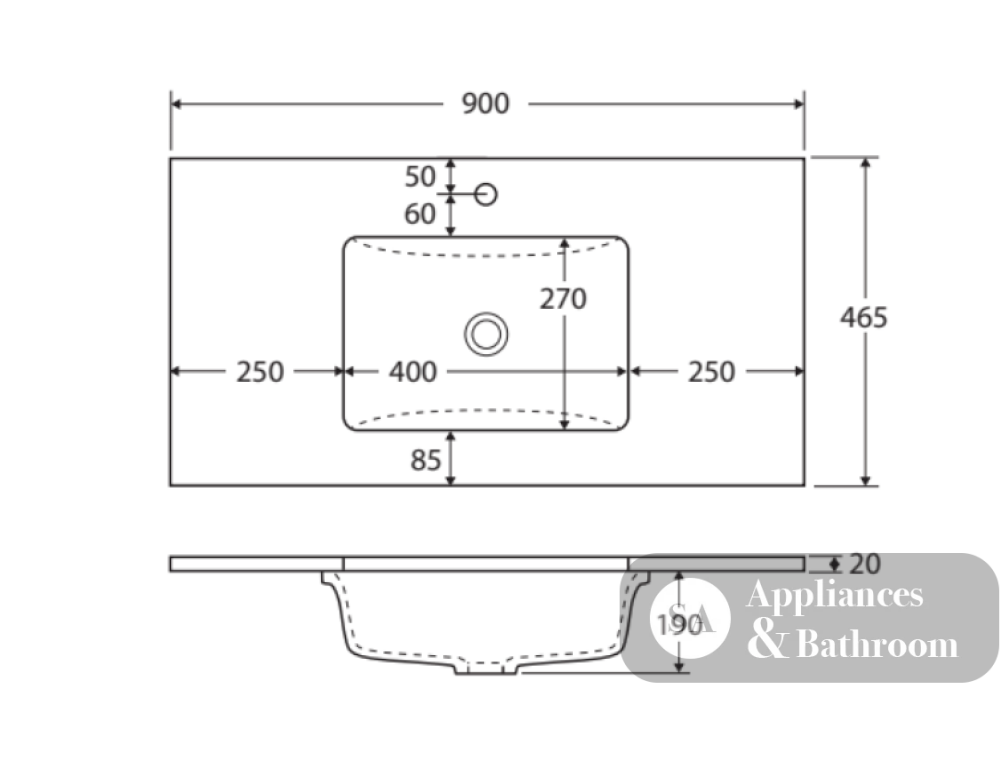 Fienza Sarah 900Mm Si90C Bianco Marble Vanity Unit Fingerpull With Kickboard White - Special Order