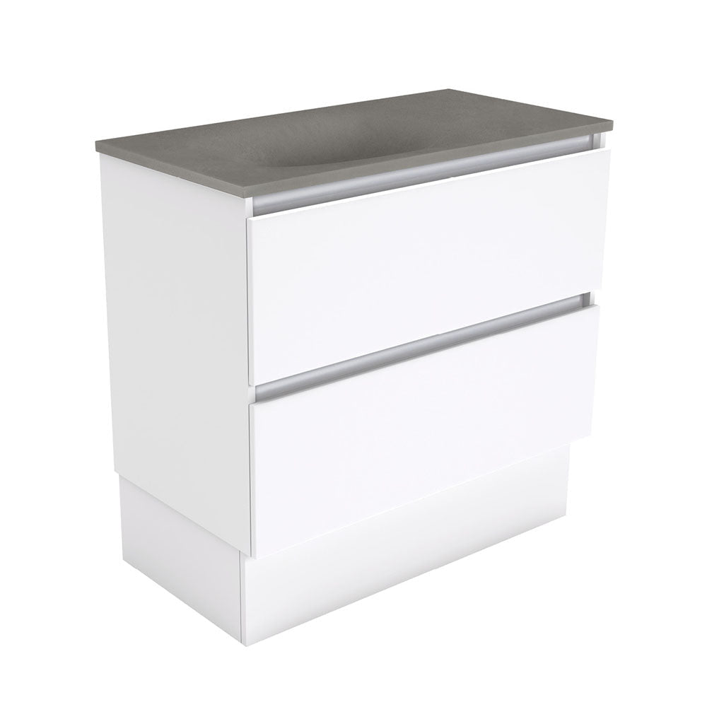 Fienza SAT90QK Satori Quest On Kickboard Vanity 900mm Gloss White - Vanity Units Freestanding