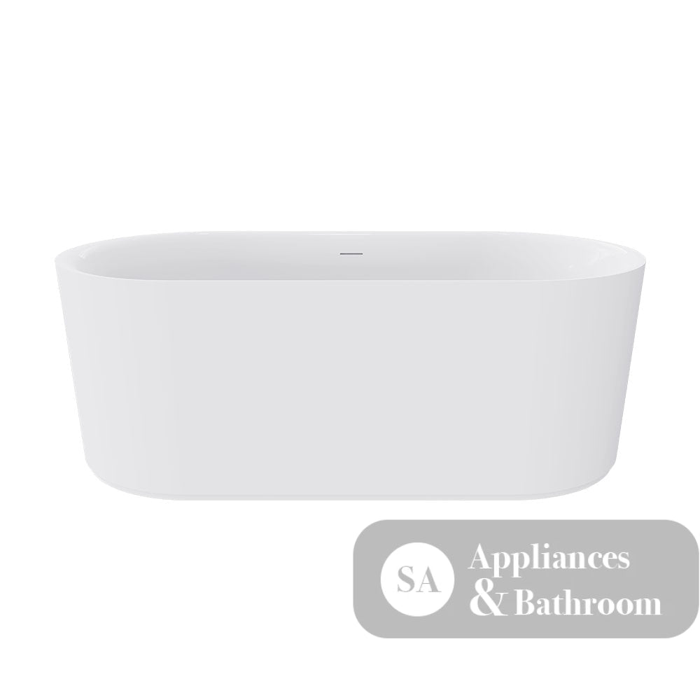 Fienza ST08-150 Empire Slim Solid Surface Acrylic Bath 1500mm Matte White Ext Gloss White Int - Freestanding Bath