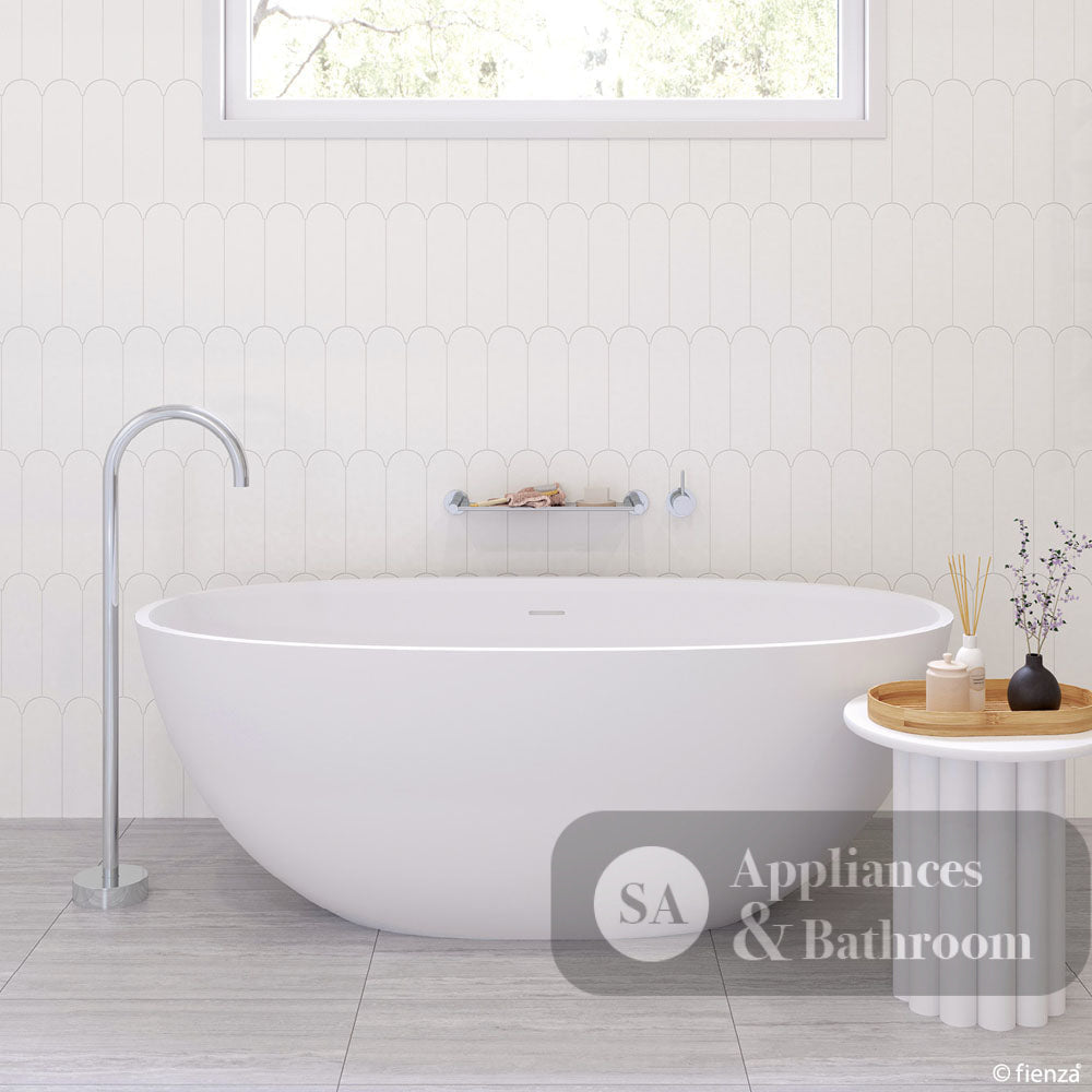 Fienza ST28-1550 Sasso Freestanding Stone Bath 1500mm Matte White - Freestanding Bath