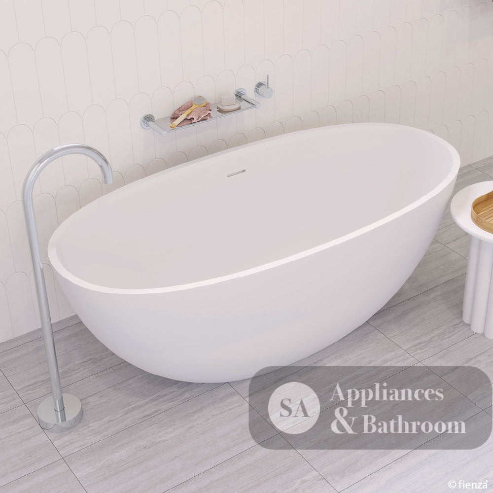Fienza ST28-1550 Sasso Freestanding Stone Bath 1500mm Matte White - Freestanding Bath