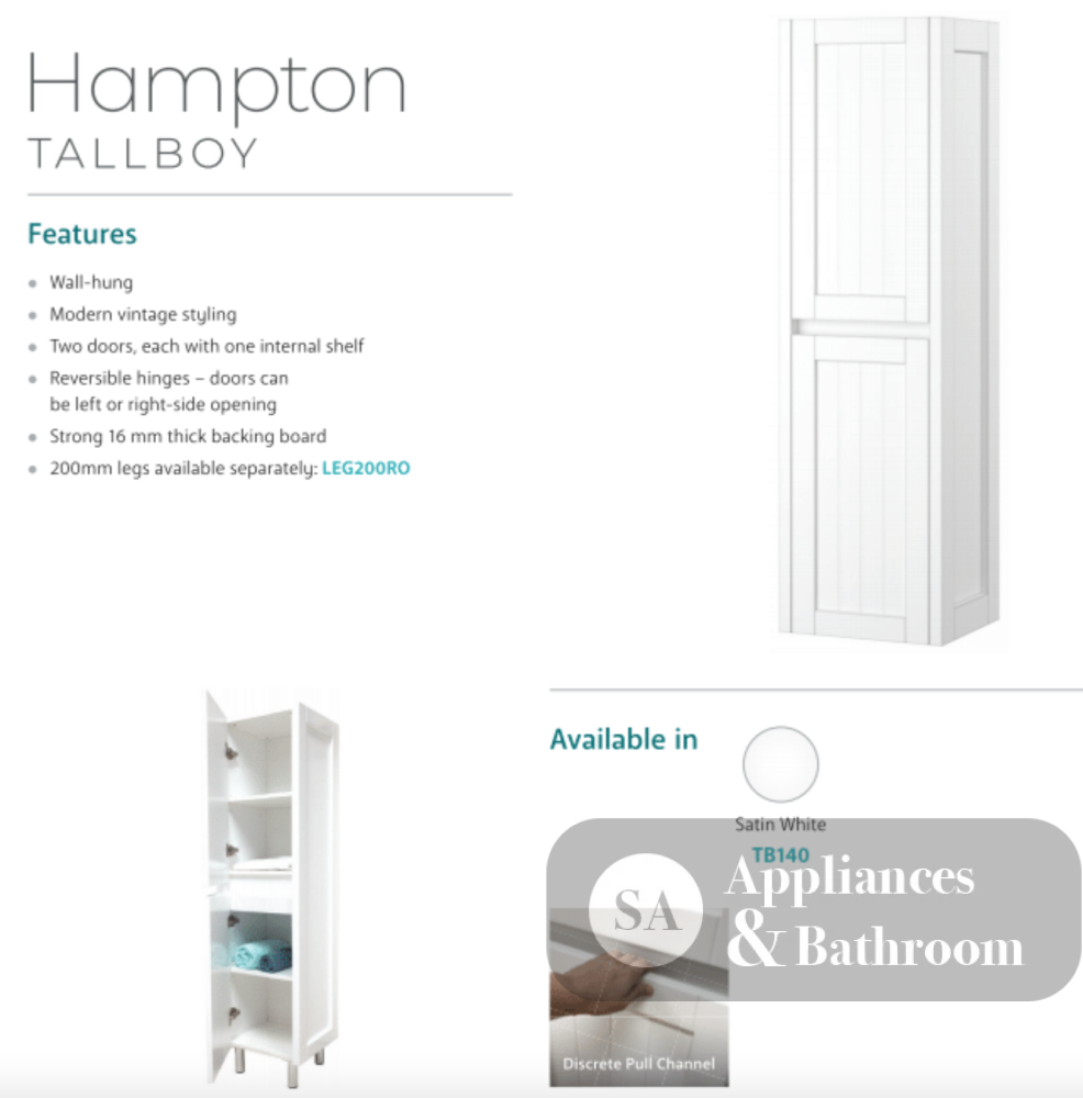Fienza TB140 Hampton White Tallboy - Bathroom Storage