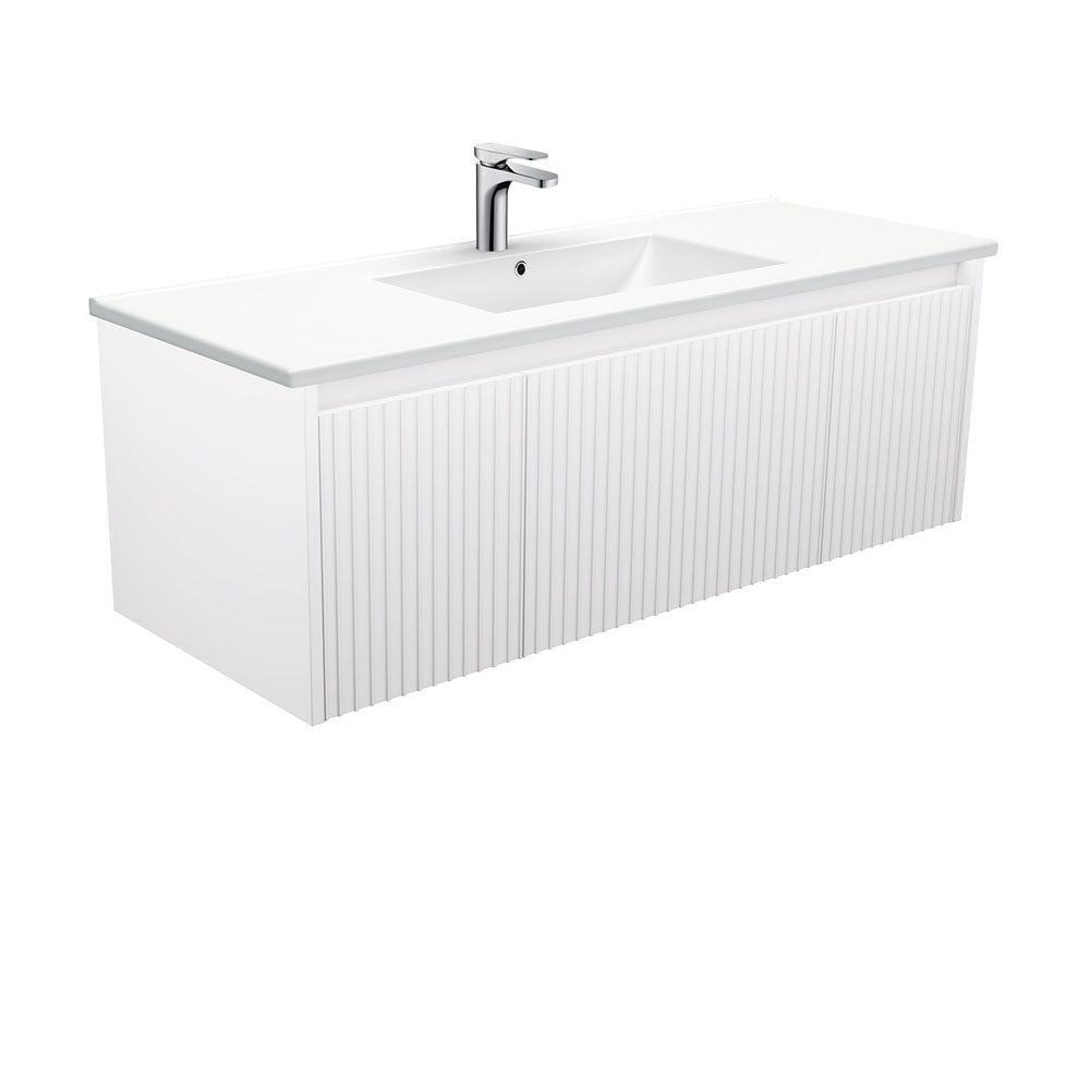 Fienza TCL120RW 1200 Dolce Alina Satin White Wall-Hung Vanity - Vanity Units