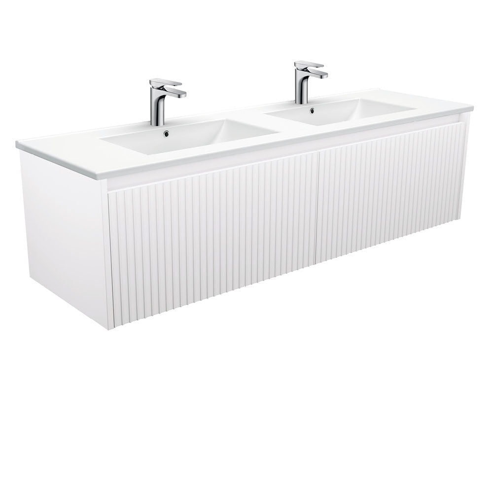 Fienza TCL150RWD 1500 Dolce Alina Satin White Double Bowl Wall-Hung Vanity - Vanity Units